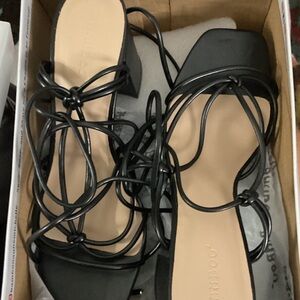 BAMBOO Black Strappy Heels